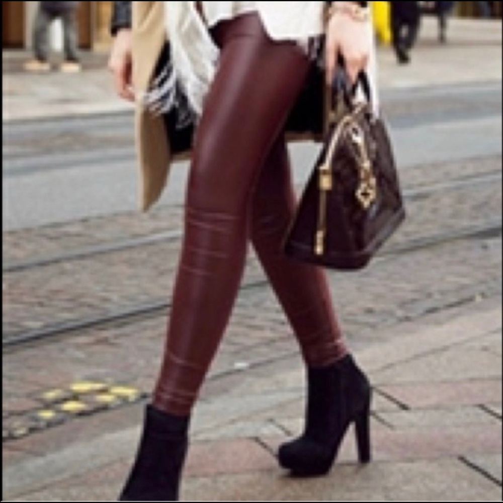 NWT a.n.a. Faux Leather Maroon Berry Skinny Pants